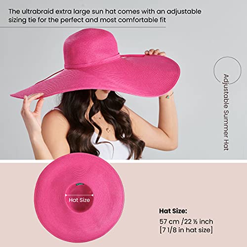 San Diego Hat Company Women's One Size Ultrabraid Extra Large Brim Floppy Hat With Spf Protection, Hot Pink #TOP6