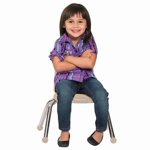 Image of FDP 10 inch School Stack Chair,Stacking Student Seat with Chromed Steel Legs and Ball Glides for Preschool, Classroom or Homeschool - Sand (2-Pack), 15409-SD