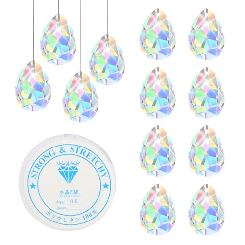 12 Pcs Attrape Soleil Cristal, Suncatcher Pendentif en Cristals, Sun Catcher Attrape-Soleils en Cristal Prismes, Capteur a Suspendre Arc-en-Ciel Décoration de Fenêtre Jardin Mariage