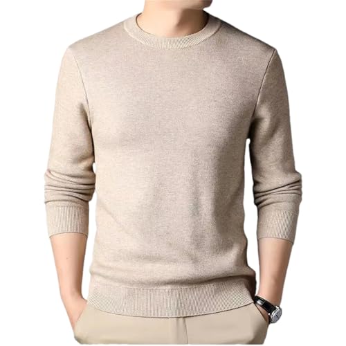 Men'S Solid Color Knitted O-Neck Long-Sleeved Sweater Autumn Warm Top Solid Color Pullover Sweater