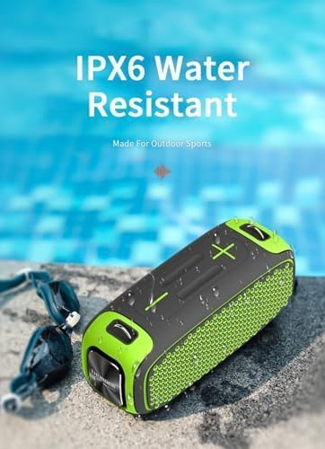 WIWU P16 Max Wireless Speaker near a swimming pool, demonstrating its water resistance.