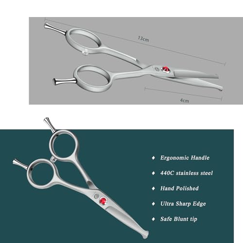 Purple Dragon Small Dog Scissors Straight with Professional Gray Anti-Glare Coating and Silencer, Safe Round Head, Straight Scissors - Image 3