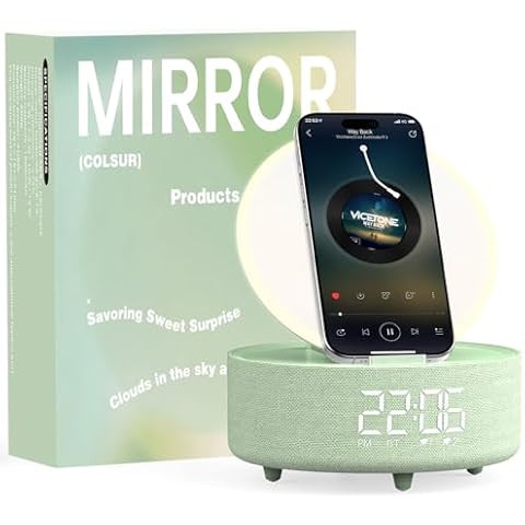 Bluetooth Speaker & Fill Light Makeup Mirror with Dual Alarm Clock, Automatic Clock, Mobile Phone Wireless Charger, Ideal for Home, Bedroom, Office & Gift (Stylish Multifunctional) Cover