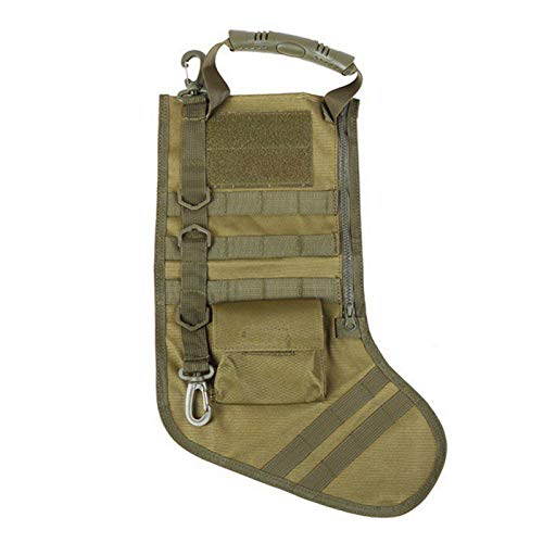 Ambility Tactical Christmas Xmas Stocking, Mantel Decoration, Black/Green/Brown Sock Christmas Stockings Portable Outdoor Sports Accessories Storage Bag for Outdoor Sports Enthusiasts