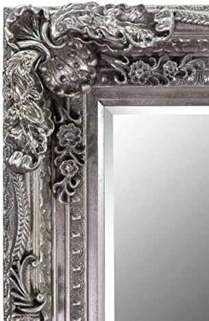 MirrorOutlet GL151 4Ft X 3Ft 120cm X 90cm Large Silver Rectangle Antique Style Big Wall Mirror, 120x90x10