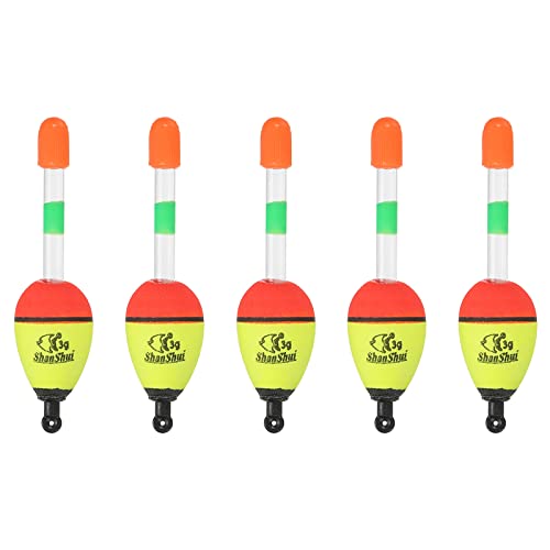 PATIKIL 0.1oz Fishing Bobbers, 5 Pack EVA Fishing Float for Saltwater Freshwater Fishing Yellow