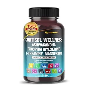CORTISOL Wellness Magnesium Ashwagandha L-Theanine Phosphatidylserine Rhodiola Rosea Passionflower Lavender Chamomile -150 Capsules- Made in USA