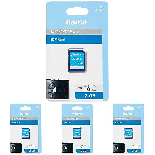 Hama Speicherkarte SD 2GB (SD-2.0 Standard, Class 4, Datensicherheit Dank mechanischem Schreibschutz, Beschriftungsfeld), 4er Pack