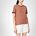Lacoste Women's Slim Fit Monogram Jacquard T-Shirt, Iberis Red/Latte, 0