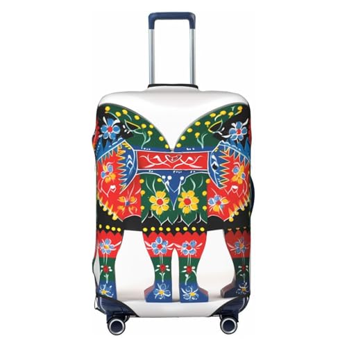 Runner Swedish Dala Horse Folk Travel Luggage Cover Suitcase Protector Washable Elastic Suitcase Cover Anti-Scratch Luggage Protector Large Travel Suitcase Baggage Cover Fits 18-32 Inch Suitcase