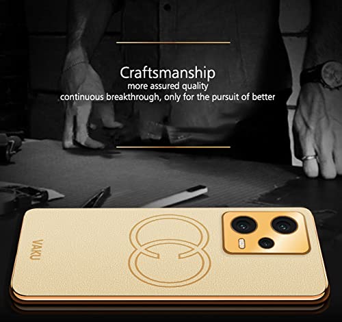 Image of Vaku Luxos Skylar Back Cover Case for Xiaomi Redmi Note 12 5G with Leather Pattern Design Gold Electroplated Soft TPU Cover| Shockproof Protective Case - Gold