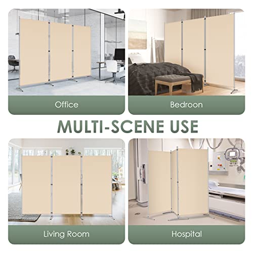 Rantila 3 Panel Room Divider, 6 Ft Tall Folding Privacy Screen Room Dividers, Freestanding Room Partition Wall Dividers, 102''W X 20''D X 71''H, Beige #TOP6