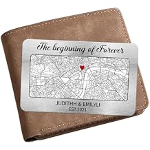 Personalized The Beginning of Forever Metal Wallet Card Insert Custom We First Met Map Cards Insert Valentines Day Birthday Couples Gifts for Husband Dad Boyfriend Wife Girlfriend