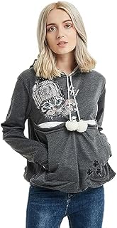 besbomig Ladies Hoodie Womens Hooded Sweatshirt - Super Warm and Cozy Faux Fleece Long Sleeve Casual Lightweight Sweatshirt Pullover Tops for Autumn Winter with Big Pouch