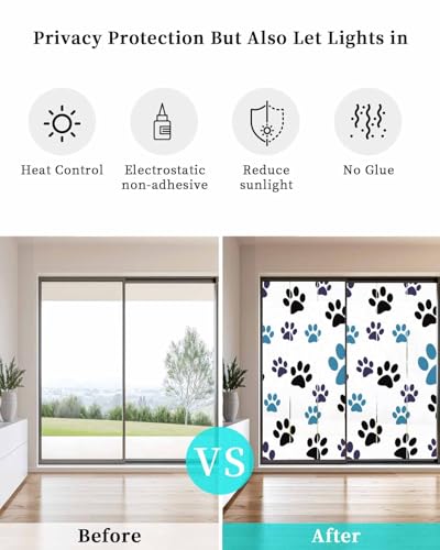 Película para ventana con privacidad y patas de perro miniatura 4