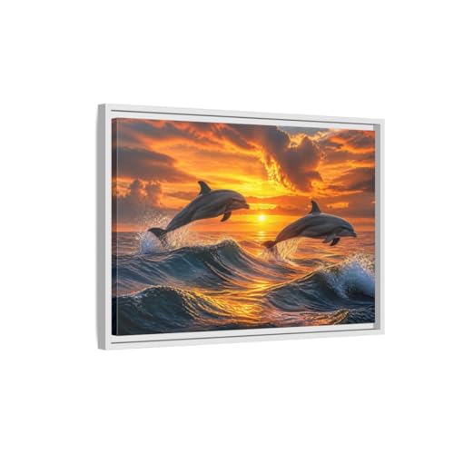 Tableau dauphins pour mur vide au-dessus du canapé salon 60x40