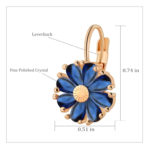 Gold Flower Earrings Birthstone Leverback Earrings Hypoallergenic Vintage Floral Earrings for Women Trendy4