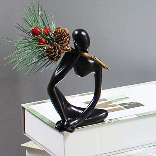 Fineusea Room Decor Resin Thinker Statue Abstract Art, Modern Sculpture Creative Personality,Small Black Left-Thinker For Desk Wine Cabinet (Black) #TOP1