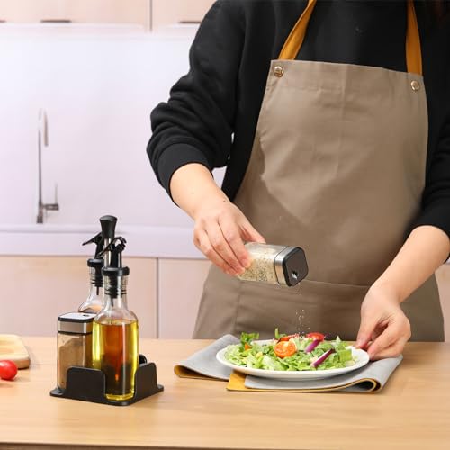 Miniatura 6 de Friberg Set De Aceite Y Vinagre, Set De Sal Y Pimienta, Vinagreras Y Aceiteras De Mesa Con Soporte 2 Botellas De Aceitera Y Vinagre De 200 Ml, 2 Tarros De Condimento De 120 Ml Con Tapas