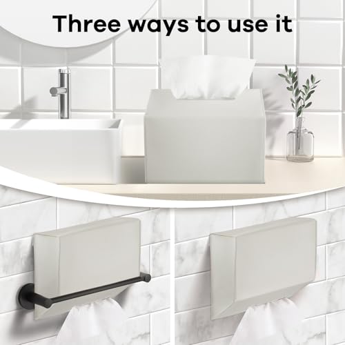 Disposable Hand Towel Box Cover Compatible with Kleenex Disposable Paper Hand Towels, Leather Tissue Box Cover Holder for Bathroom Holder (Cream-1 Pack) by QUISBE - Image 5