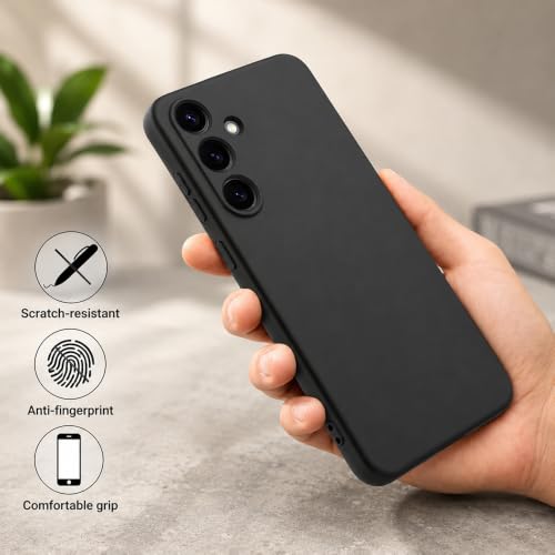 Image of Back Cover for Samsung Galaxy S25 5G | Full Camera Protection | Premium Liquid Silicon Case | Flexible Bumper Case for Samsung Galaxy S25 5G (Black)