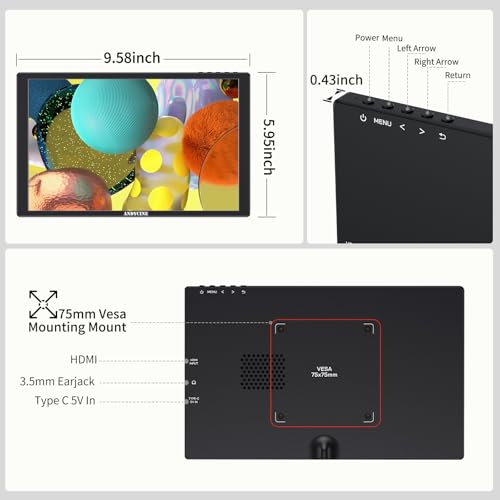 Image of ANDYCINE N10 10.1inch 1920x1200 Touchscreen HDMI Monitor with Build-in Speakers 75mm Vesa, H /V Rotation Mirror Function Support HDCP Teleprompter Monitor Compatible for for Laptop,PC,Game Consoles