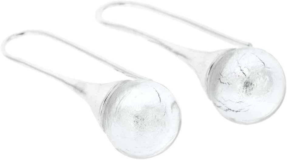 Glass Of Venice Murano Glass Drop Earrings - Silver White
