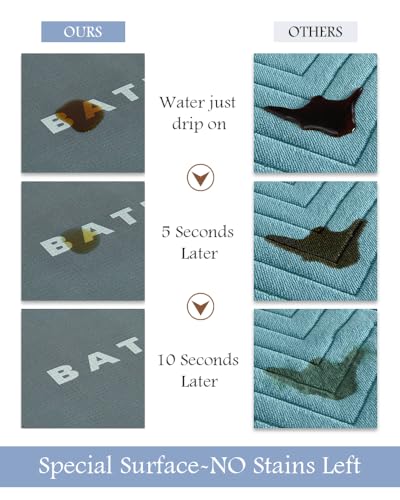 Image of MontVoo-Bath Mat-Bath Mat Rug Non Slip Super Absorbent Stain Resistant Quick Dry Thin Bathroom Rug-Bath Mats for Bathroom Floor Bathtub Vanity-Bathmat Bath Rug Easy Care 17 inchx35 inch Green