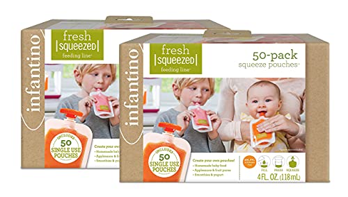 Image of Infantino Squeeze Pouches, 50 Count, Pack of 2