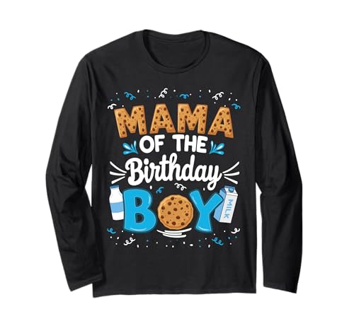 Funny Mama of the Birthday Boy Cookies and Milk 1er Cumpleaños Manga Larga