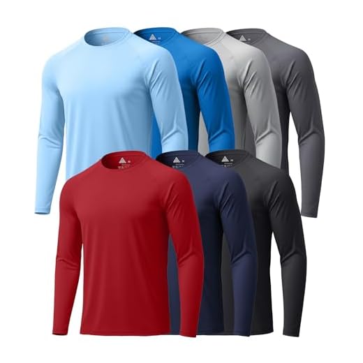 ZITY 7-Pack Long Sleeve Shirts for Men UPF 50+ Sun Protection T Shirt Fishing Rashguard Active Crew Neck Tee Workout Tops Bulk