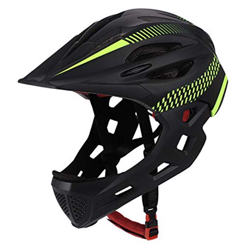 Casco de ciclismo para niños, desmontable, protección de barbilla completa, para bicicleta, con luz trasera y agujeros transpirables, para montar en monopatín o patinete