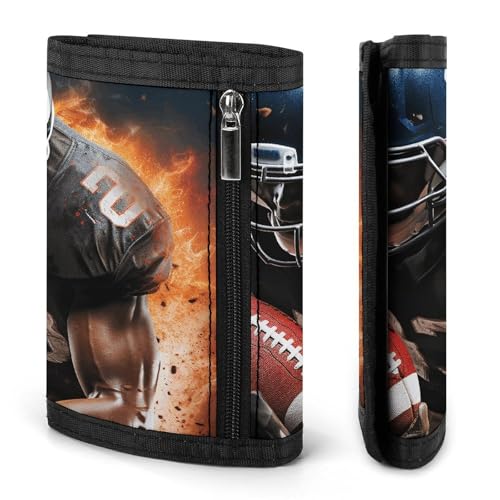 Cool American Football Trifold Wallet for Men - Money Clip Slim Wallets with Multiple Card Slots Minimalist Small Front Pocket Wallet for Everyday Carry3