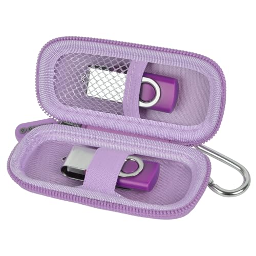 Image of USB Flash Drive Case, SD Card /Thumb Drive /Memory Cards Holder, Bag Only | SDXC /SDHC Storage, Electronic Accessories Organizer for SanDisk / for Samsung, for Students /IT /Office /School /Travel, L-Purple