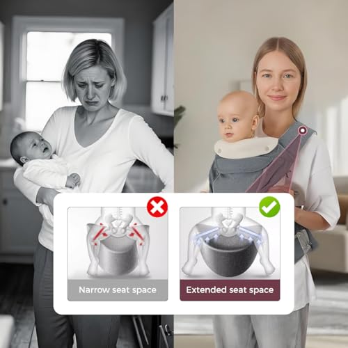 Image of SNOWIE SOFT 3 in 1 Baby Carrier for 0 to 3 Year Baby, Ergonomic Variable Baby Carrier with Detachable Hip Seat, Adjustable Straps, Head Guard, Breathable Padded Cotton, Max Weight Up to 20 Kg (Grey)