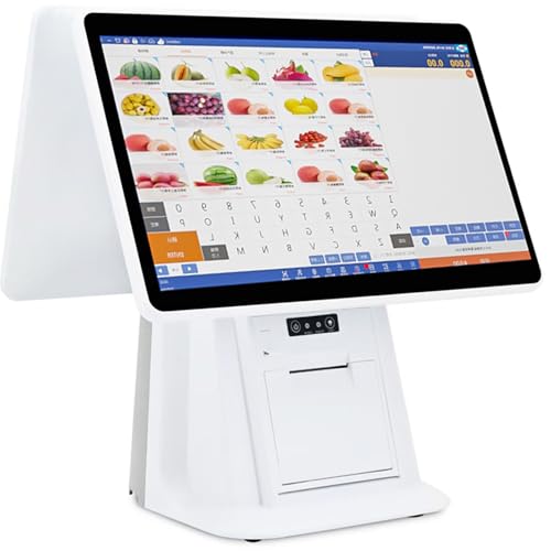 Touch Screen Cash Register with Dual Monitor, 15.6" Restaurant POS System for Small Business, 8GB RAM, 128GB SSD - Efficient Payment Solution