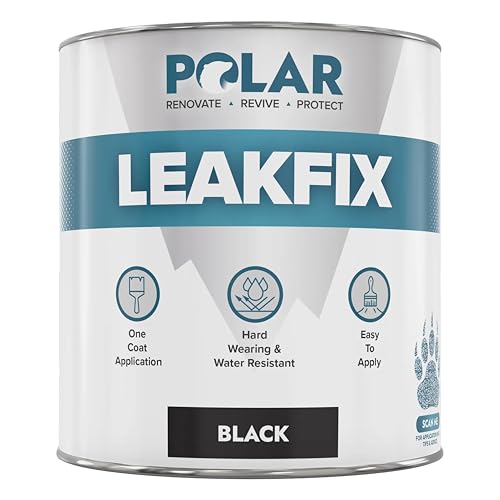 Polar Leak Seal Paint - 500ml, Black - Waterproof Roof Sealant for Leaks & Cracks - Seals and Protects Roofs, Gutters, & Drainpipes from UV Damage - Easy One Coat Application