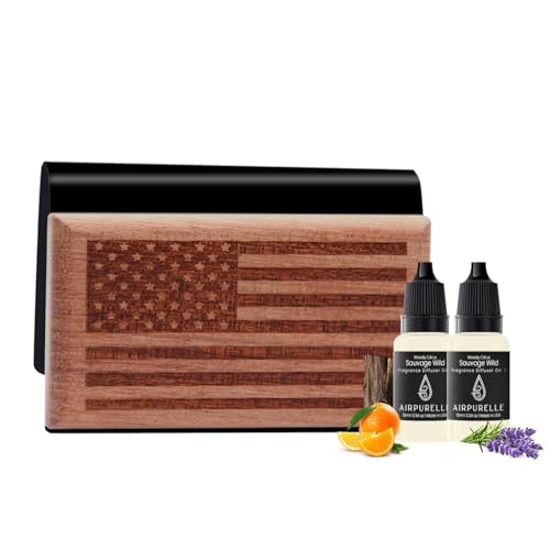 AirPurelle Car Air Freshener with Metal Clip Wood Air Freshener, 100+ Days Long Lasting Woody Citrus Scent, Includes 2x 10ML Refills, 0.68 FL OZ, Made in USA, Car Auto Accessories