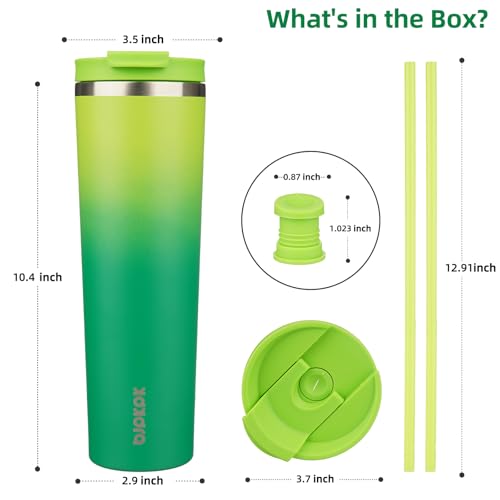 Image of BJPKPK 34oz Coffee Tumbler with Straw, Insulated Stainless Steel Cup