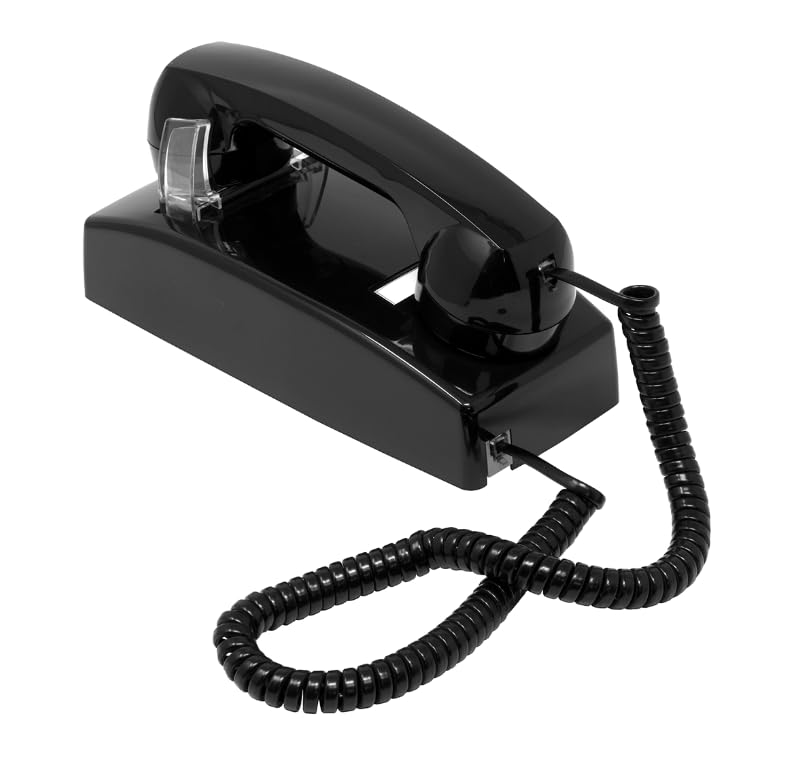 Teléfono de pared con timbre negro para evitar llamadas no autorizadas sin marcador