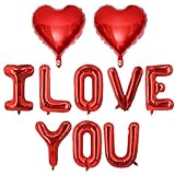 Red Heart Shaped Balloons Red I LOVE YOU Valentine Balloons for Valentines Day Bridal Shower Wedding Party Decorations