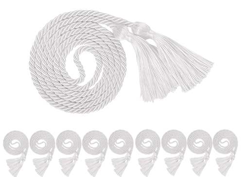 10 Pieces White Graduation Honor Cords for Graduation 2025 National Honors Society White Cords Bulk
