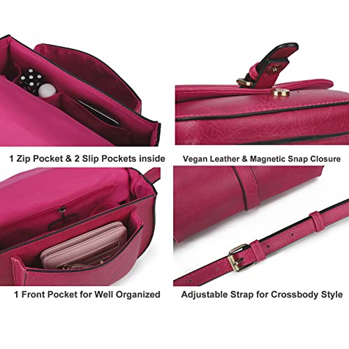 Image of AFKOMST Crossbody Bags for Women,Small Saddle Purse and Boho Cross Body Handbags,Vegan Leather