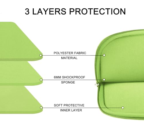 Image of Laptop Sleeve, Shockproof Protective Computer Case, Handbags Portable Laptop Bag for 15.6 inch HP Dell Asus Lenovo Notebook Computer with Front Pocket, Light Green