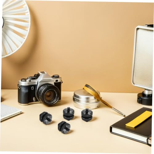 Zapata para cámara POPETPOP con doble tornillo de 1/4 para conectar accesorios DSLR 4