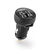 reifendrucksensoren nachrüsten smartes Reifendruck-Kontrollsystem für PKW´s zur Echzeit-Darstellung von Reifendruck- und Temperatur für jedes einzelne Rad|akustisches und visuelles Warnsignal bei niedrigem Reifendruck, erhöhtem Reifendruck, Druckverlust und hoher Temperatur|praktischer USB-Lade-Anschluss zur Spannungsversorgung von Smartphone und Tablet