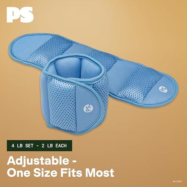 POPSUGAR Soft Wrist and Ankle Weights, 2 x 2 lb (Periwinkle) Wearable Weights, Strengthens, Tones & Sculpts, Adjustable Ankle Weights for Work from Home Fitness, Gym Accessories for Women & Men