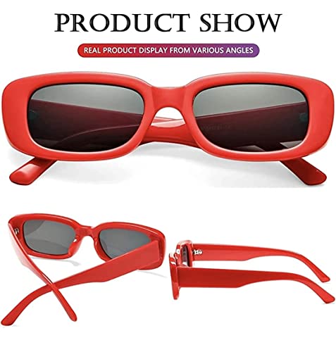 Image of Rectangle Sunglasses for Women Retro Driving Glasses 90's Vintage Fashion Narrow Square Frame UV400 Protection