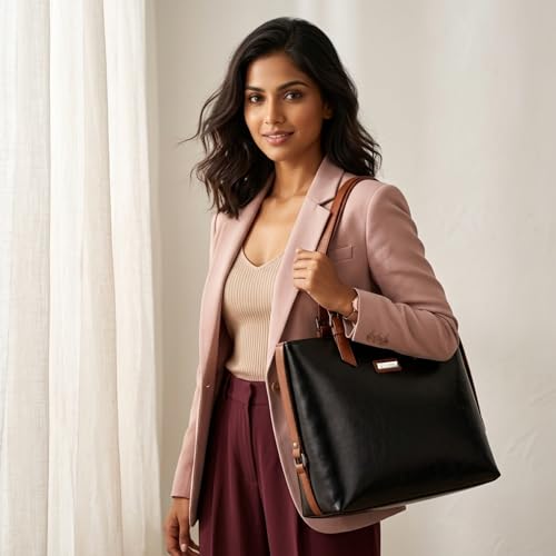Image of VISMIINTREND Stylish Leather Office Laptop Tote Bag for Women| Shoulder Work Hand Bags for Women | College Bag for Girls | Fits 13 inch,14 inch, 15.6 inch Macbook Laptops