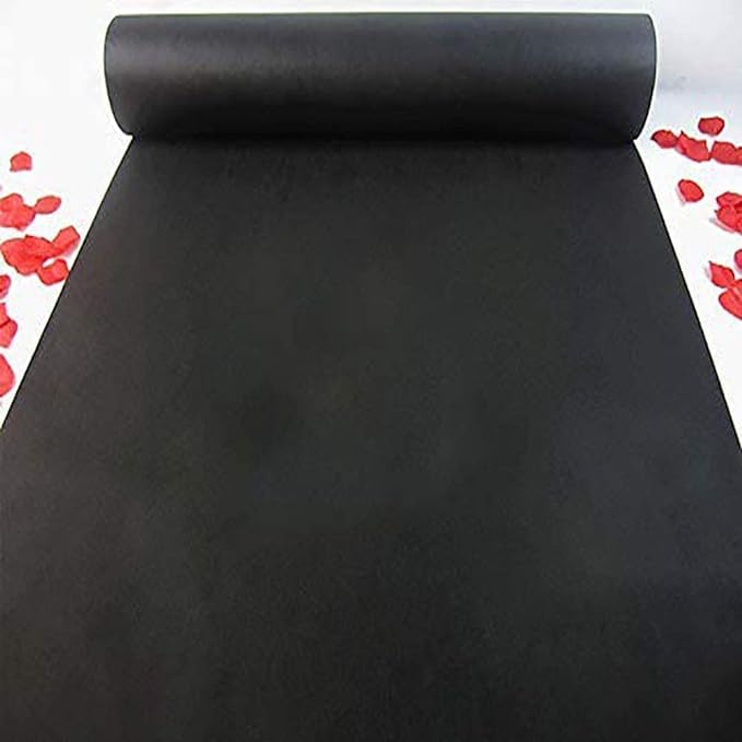 Image of Shanno Carpet for Home Polyester & Silk, Floor Runner Carpet for Awards Night and Party Size 8 x 40 Feet Black Color